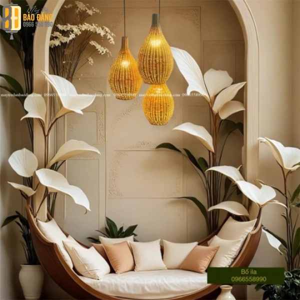 ĐÈN THẢ TRẦN MÂY TRE HÌNH LỌ