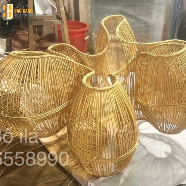 ĐÈN CHÙM MÂY TRE THẢ TRẦN 6 CÁNH