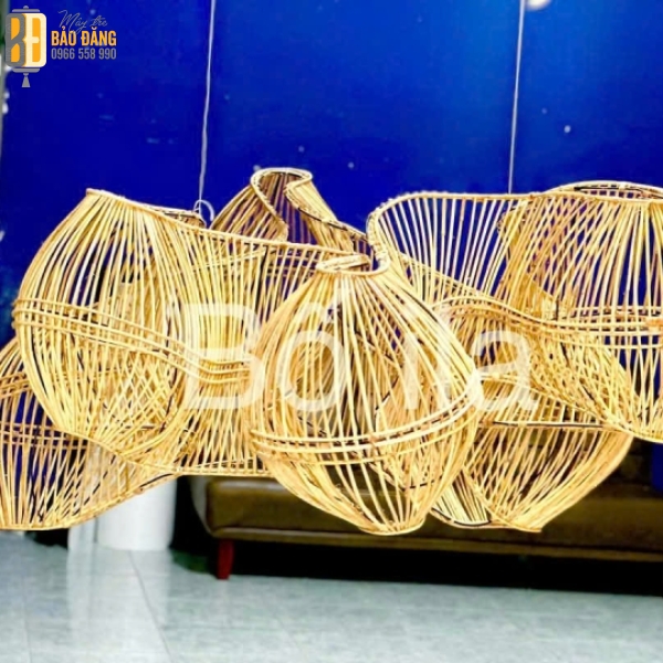 ĐÈN CHÙM MÂY TRE THẢ TRẦN 6 CÁNH